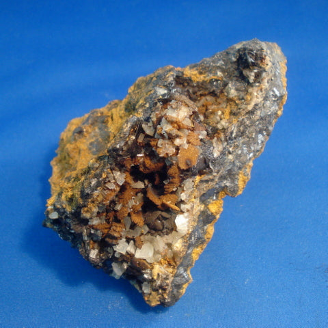 CERUSSITE with SIDERITE and GALENA. The Adelaide Mine, Dundas, Tasmania. 45x82x112mm (M904)